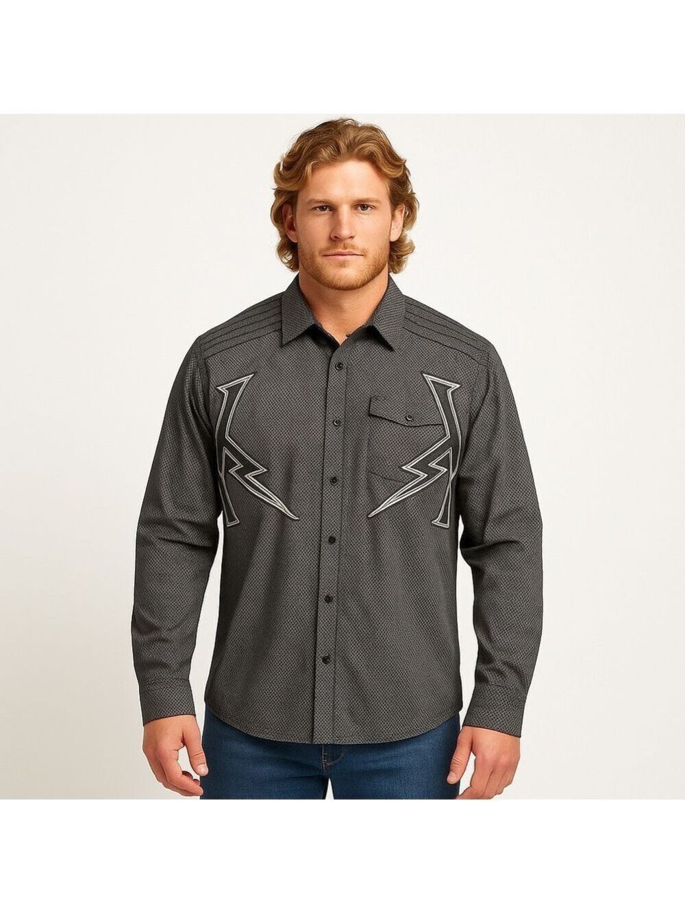 BLACKARV Men’s Grey 100% Cotton Button Down Shirt | Designer XXL Long Sleeve